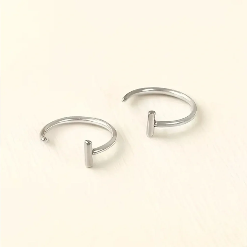 Silver Lip Ring Set — Stainless Steel Lip Hoops 2 in set